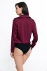 Nife Satynowa koszula body - bordo - K80